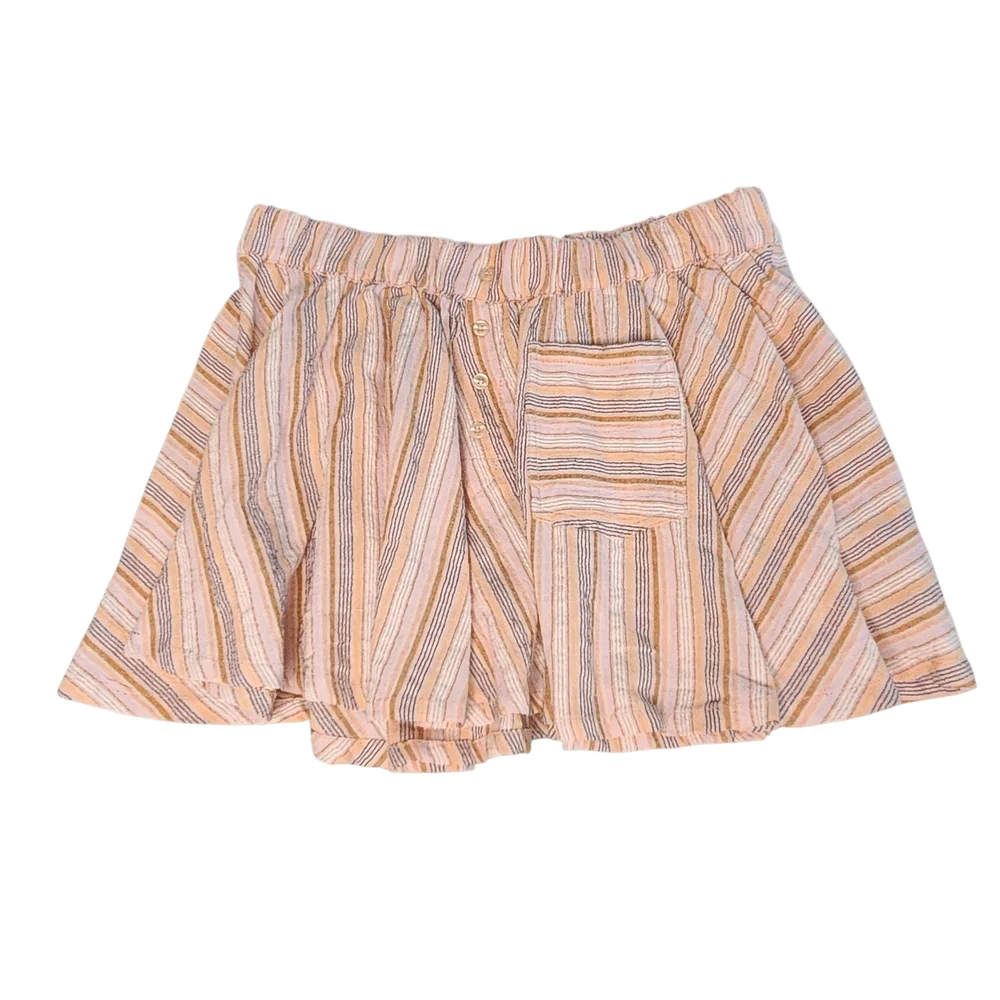 Free People Neutral Combo Pink Striped Boxer Style Mini Skirt‎ Y2k Size: M